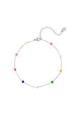 Silver / Anklets colored beads Silver Stainless Steel 